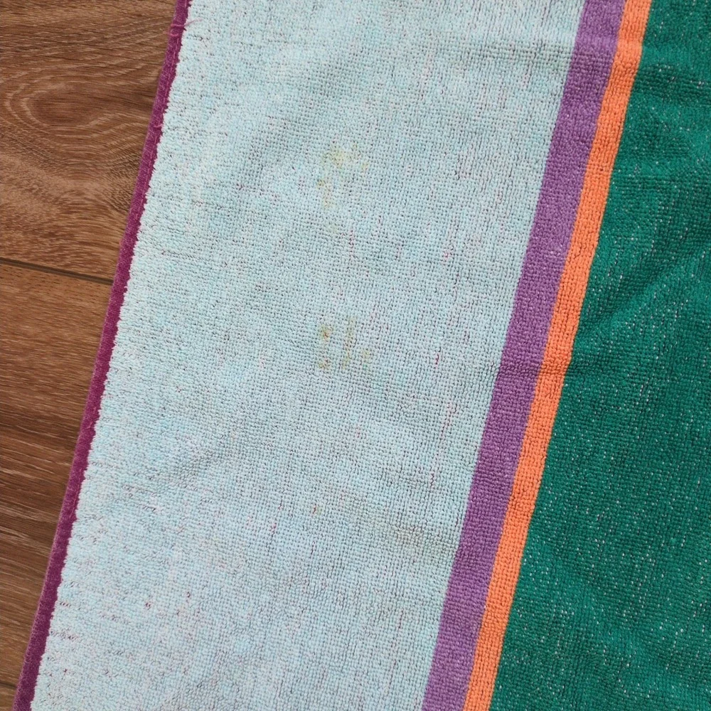 Vintage Striped Sea Sheel Beach Towel Bold‎ Retro Coastal Funky Bright 28 x 52